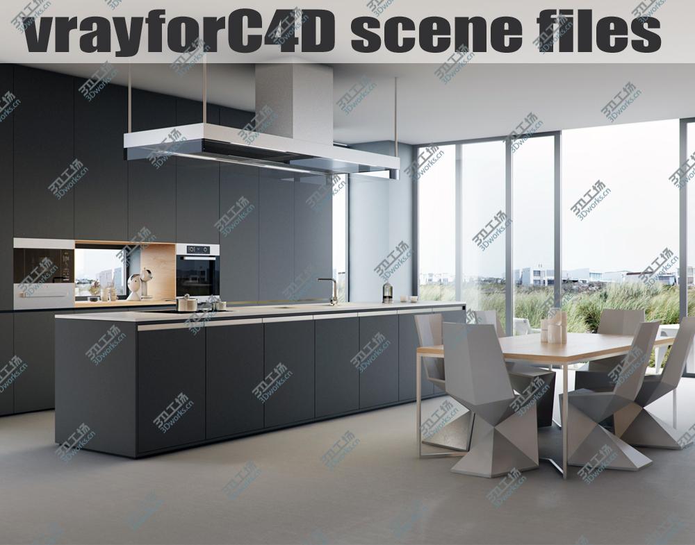 images/goods_img/20210313/VRayforC4D Scene files - Modern Minimalist Kitchen Scene/1.jpg